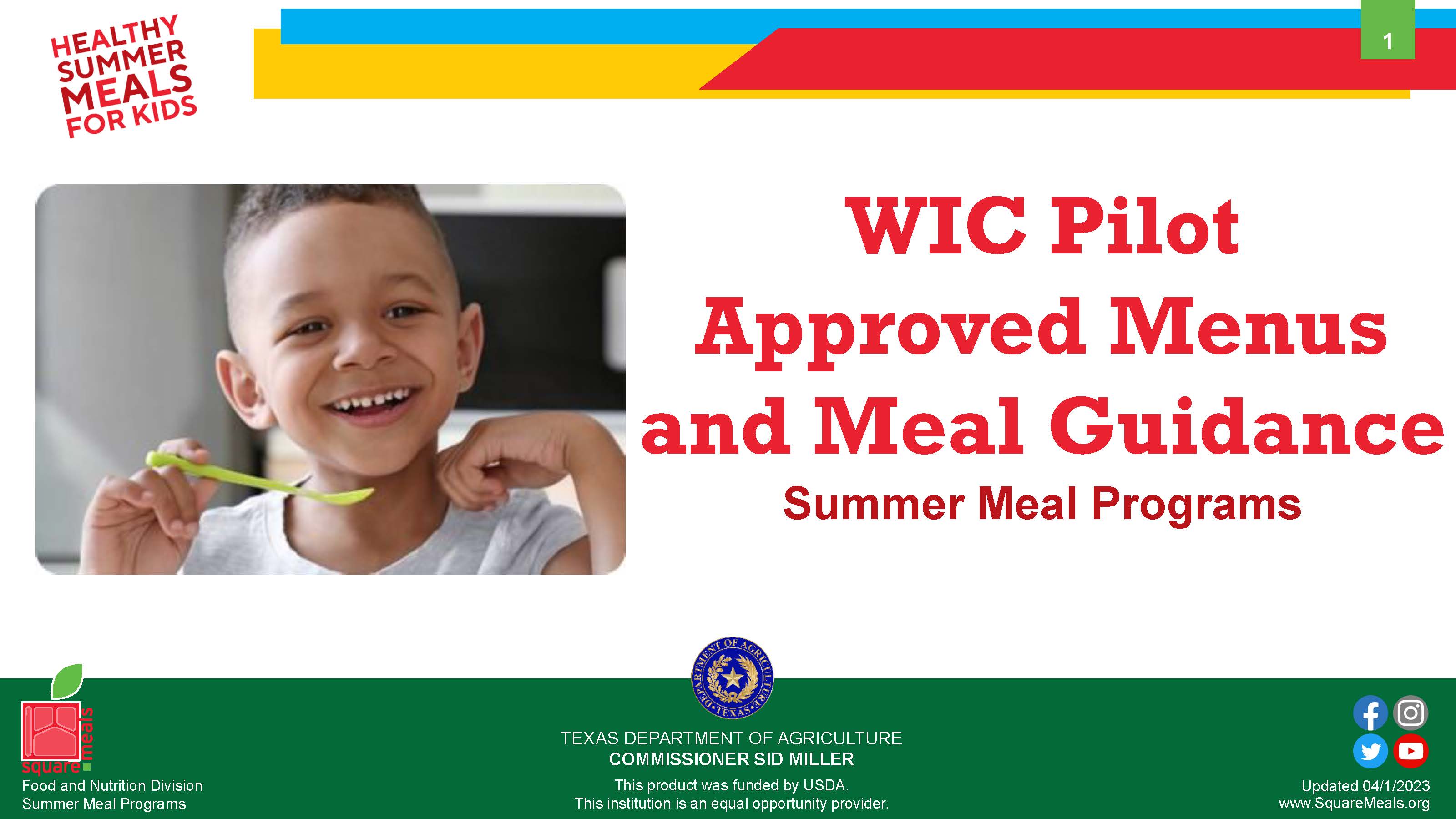 WIC Pilot Approved Menus and Meal Guidance